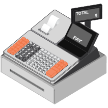 Payment method at the store cash register